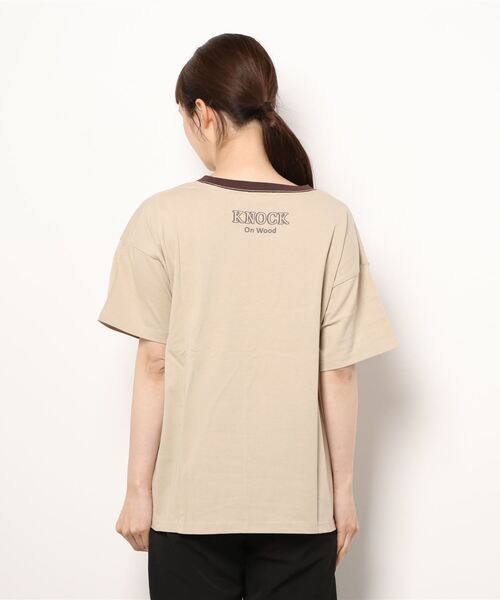 Samansa Mos2（サマンサ モスモス）の「発泡ロゴプリントリンガーTシャツ（Tシャツ/カットソー・レディース・ベージュ/オフホワイト/ブルー/グリーン・ﾌﾘ-）」の6枚目の写真