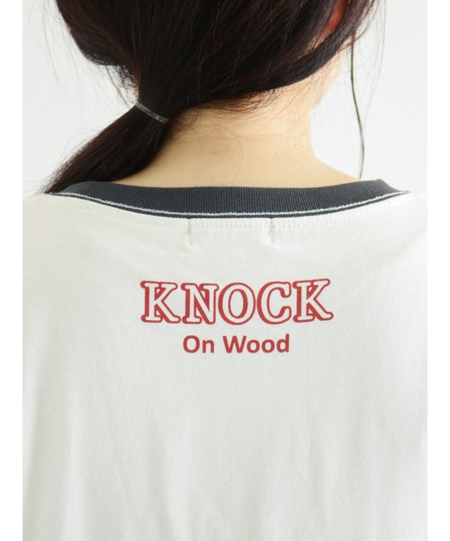 Samansa Mos2（サマンサ モスモス）の「発泡ロゴプリントリンガーTシャツ（Tシャツ/カットソー・レディース・ベージュ/オフホワイト/ブルー/グリーン・ﾌﾘ-）」の21枚目の写真