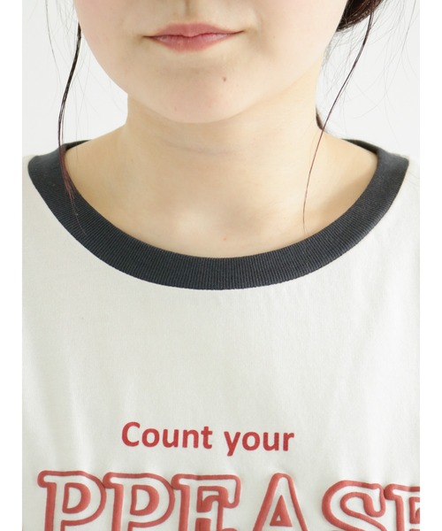 Samansa Mos2（サマンサ モスモス）の「発泡ロゴプリントリンガーTシャツ（Tシャツ/カットソー・レディース・ベージュ/オフホワイト/ブルー/グリーン・ﾌﾘ-）」の19枚目の写真