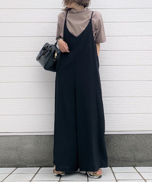 Q（キュー）の「キャミサロペット（サロペット/オーバーオール・レディース・ブラック/ベージュ・MEDIUM）」の10枚目の写真