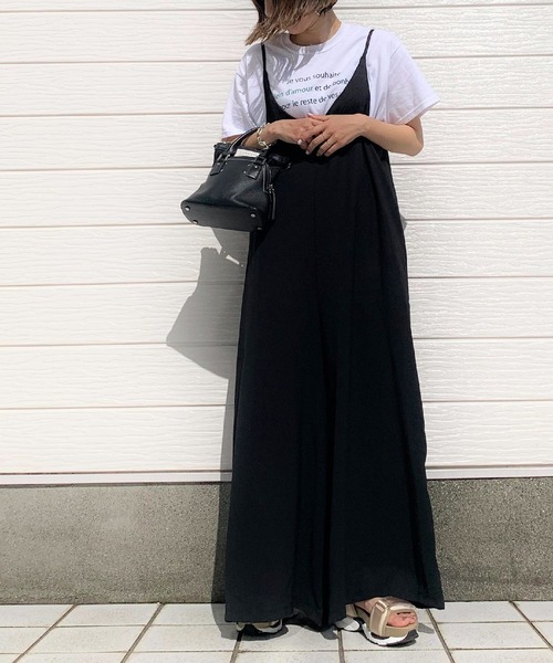 Q（キュー）の「キャミサロペット（サロペット/オーバーオール・レディース・ブラック/ベージュ・MEDIUM）」の11枚目の写真