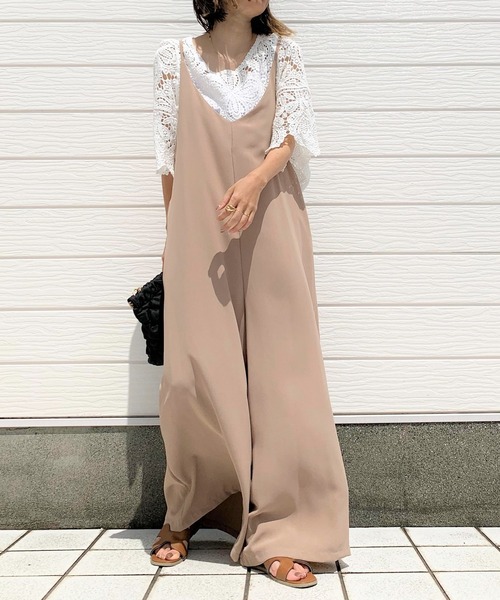 Q（キュー）の「キャミサロペット（サロペット/オーバーオール・レディース・ブラック/ベージュ・MEDIUM）」の21枚目の写真