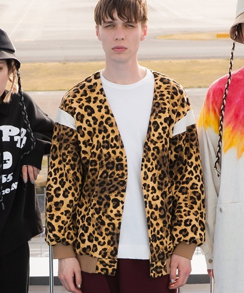 masterkeyカーディガン CAMBIO カーディガン mcg3433- レオパード×チェック柄カーディガン