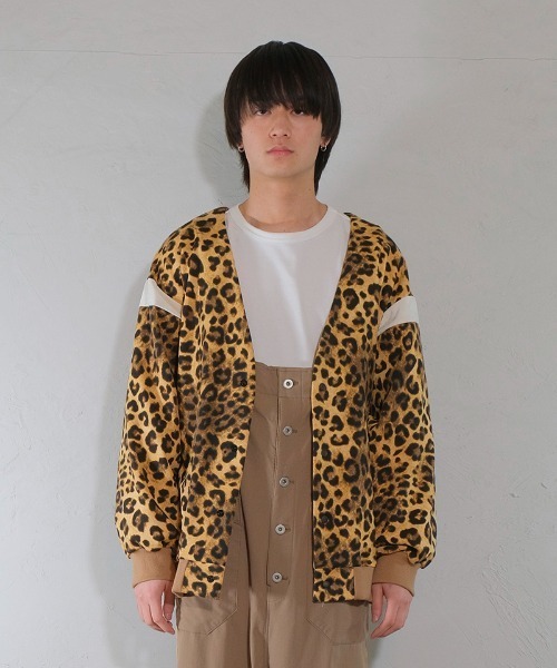 masterkeyカーディガン CAMBIO カーディガン mcg3433- レオパード×チェック柄カーディガン
