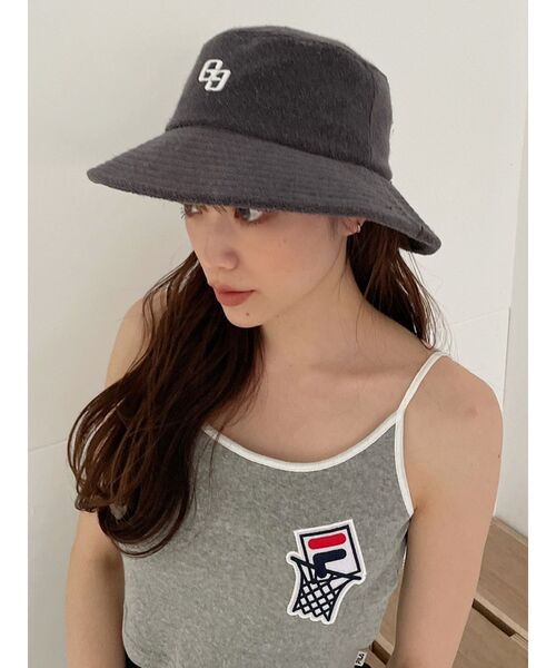 GYDA（ジェイダ）の「GGパイルバケットHAT（その他雑貨・レディース・チャコールグレー/オフホワイト・FREE）」の3枚目の写真