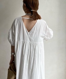 DouDou | 【WEB限定】Vネック切替ギャザーワンピース(ワンピース)