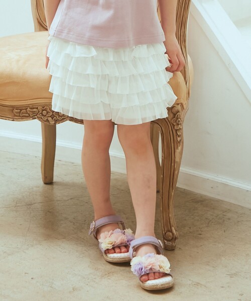 ANY（エニィ）の「フリル天竺ショートパンツ（その他パンツ・キッズ・アイボリー系/ネイビー系/サックスブルー系8/ライラック系8・90/100/110/120/130）」の2枚目の写真