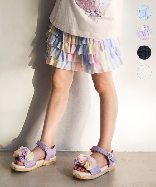 ANY（エニィ）の「フリル天竺ショートパンツ（その他パンツ・キッズ・アイボリー系/ネイビー系/サックスブルー系8/ライラック系8・90/100/110/120/130）」の4枚目の写真