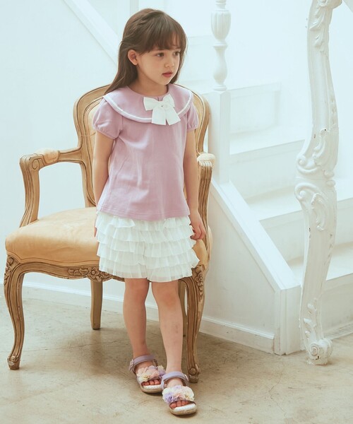 ANY（エニィ）の「フリル天竺ショートパンツ（その他パンツ・キッズ・アイボリー系/ネイビー系/サックスブルー系8/ライラック系8・90/100/110/120/130）」の8枚目の写真