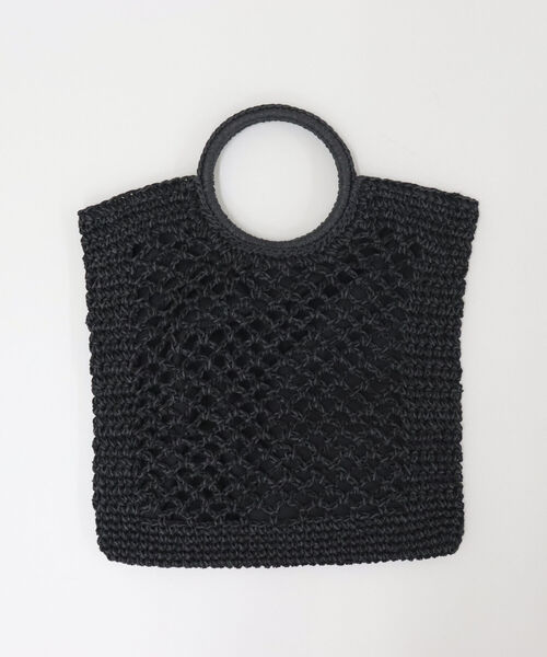 fredy emue(フレディエミュ)の「ペーパーMIX丸手バッグ(かごバッグ・レディース・ブラック/ベージュ・FREE)」の3枚目の写真