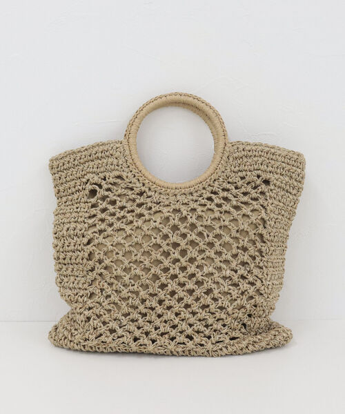 fredy emue(フレディエミュ)の「ペーパーMIX丸手バッグ(かごバッグ・レディース・ブラック/ベージュ・FREE)」の5枚目の写真