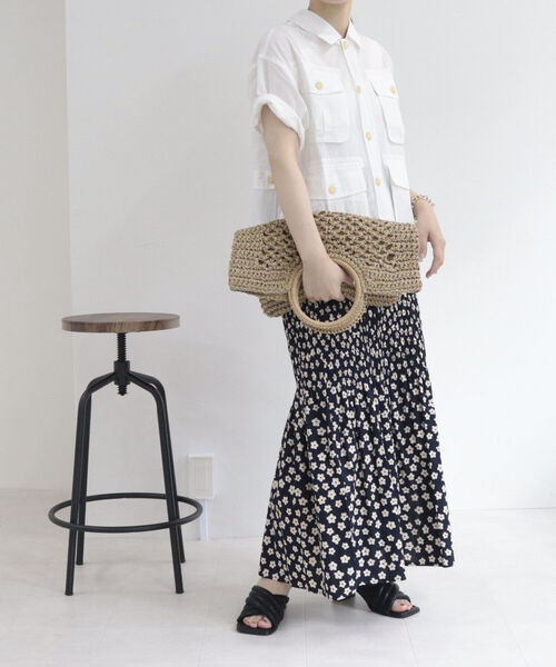 fredy emue(フレディエミュ)の「ペーパーMIX丸手バッグ(かごバッグ・レディース・ブラック/ベージュ・FREE)」の17枚目の写真