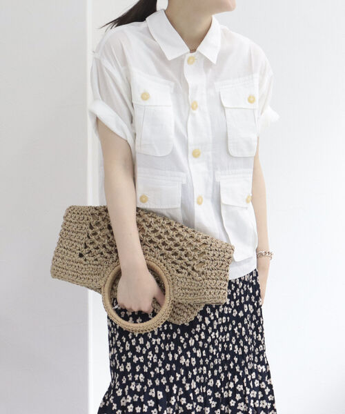 fredy emue(フレディエミュ)の「ペーパーMIX丸手バッグ(かごバッグ・レディース・ブラック/ベージュ・FREE)」の18枚目の写真