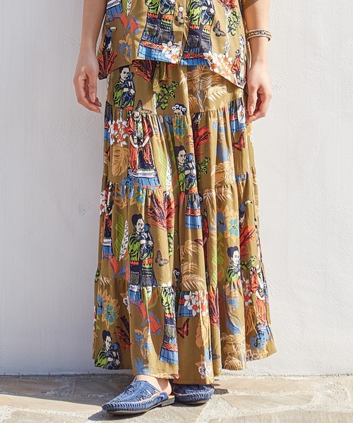 チャイハネ(チャイハネ)の「【チャイハネ】フリダノティアードスカート(スカート・レディース・オフホワイト/カーキ/ターコイズブルー・FREE)」の3枚目の写真