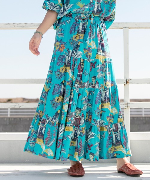 チャイハネ(チャイハネ)の「【チャイハネ】フリダノティアードスカート(スカート・レディース・オフホワイト/カーキ/ターコイズブルー・FREE)」の1枚目の写真