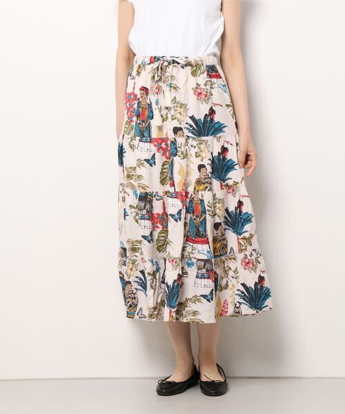 チャイハネ(チャイハネ)の「【チャイハネ】フリダノティアードスカート(スカート・レディース・オフホワイト/カーキ/ターコイズブルー・FREE)」の8枚目の写真