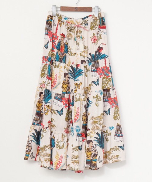 チャイハネ(チャイハネ)の「【チャイハネ】フリダノティアードスカート(スカート・レディース・オフホワイト/カーキ/ターコイズブルー・FREE)」の4枚目の写真