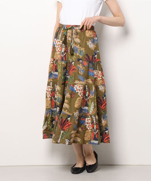 チャイハネ(チャイハネ)の「【チャイハネ】フリダノティアードスカート(スカート・レディース・オフホワイト/カーキ/ターコイズブルー・FREE)」の12枚目の写真