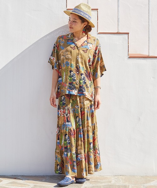 チャイハネ(チャイハネ)の「【チャイハネ】フリダノティアードスカート(スカート・レディース・オフホワイト/カーキ/ターコイズブルー・FREE)」の7枚目の写真