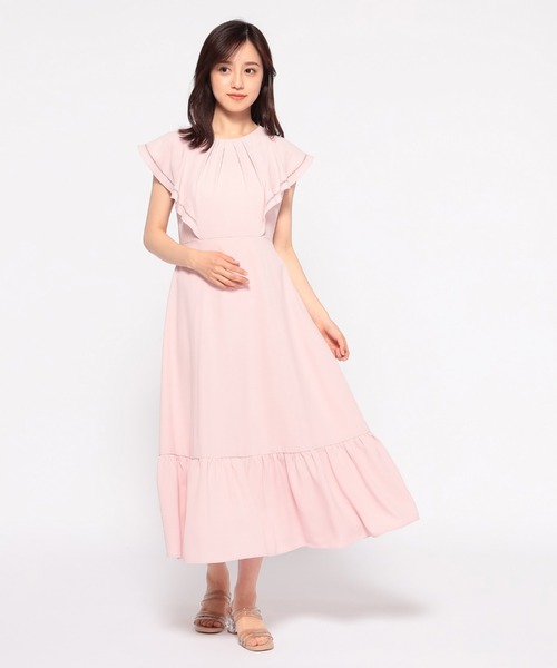 MISCH MASCH（ミッシュマッシュ）の「バックリボンラッフルワンピース（ワンピース・レディース・ライトブルー/ブラック/ピンク・MEDIUM）」の3枚目の写真