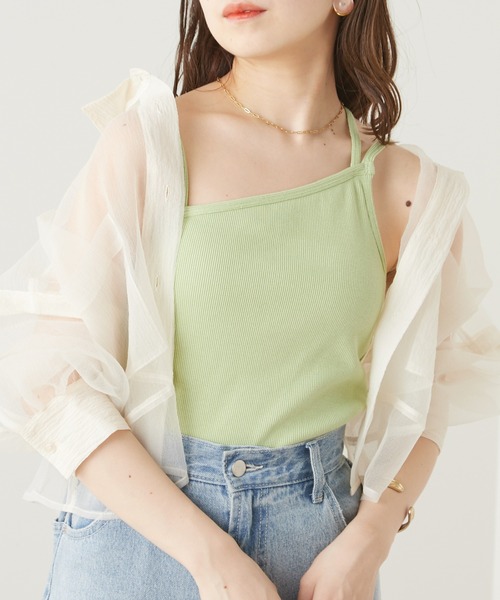 Chico（チコ）の「アシメデザインパット付きキャミ（キャミソール・レディース・ホワイト/ミント/ピンク/ブラック・FREE/X-SMALL）」の3枚目の写真