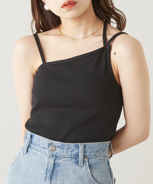 Chico（チコ）の「アシメデザインパット付きキャミ（キャミソール・レディース・ホワイト/ミント/ピンク/ブラック・FREE/X-SMALL）」の2枚目の写真