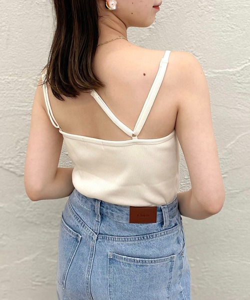 Chico（チコ）の「アシメデザインパット付きキャミ（キャミソール・レディース・ホワイト/ミント/ピンク/ブラック・FREE/X-SMALL）」の7枚目の写真