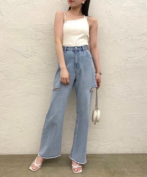 Chico（チコ）の「アシメデザインパット付きキャミ（キャミソール・レディース・ホワイト/ミント/ピンク/ブラック・FREE/X-SMALL）」の8枚目の写真