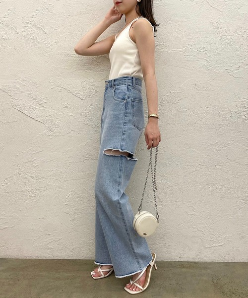 Chico（チコ）の「アシメデザインパット付きキャミ（キャミソール・レディース・ホワイト/ミント/ピンク/ブラック・FREE/X-SMALL）」の9枚目の写真