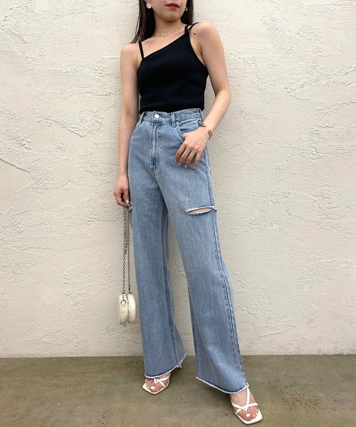 Chico（チコ）の「アシメデザインパット付きキャミ（キャミソール・レディース・ホワイト/ミント/ピンク/ブラック・FREE/X-SMALL）」の14枚目の写真