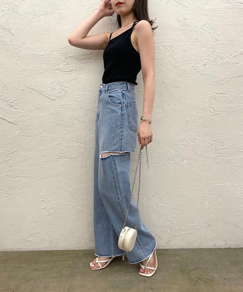 Chico（チコ）の「アシメデザインパット付きキャミ（キャミソール・レディース・ホワイト/ミント/ピンク/ブラック・FREE/X-SMALL）」の15枚目の写真