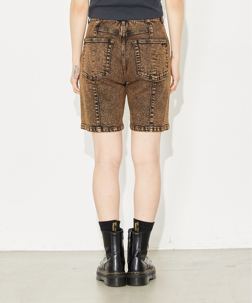 X-girl（エックスガール）の「SLIM FIT HALF PANTS/ケミカル