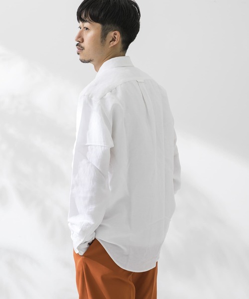 URBAN RESEARCH（アーバンリサーチ）の「HerdmansLinen Regular Shirts（シャツ/ブラウス・メンズ・ホワイト/ネイビー/グリーン系その他/オレンジ/ブルー系その他・SMALL/MEDIUM/LARGE/X-LARGE）」の6枚目の写真
