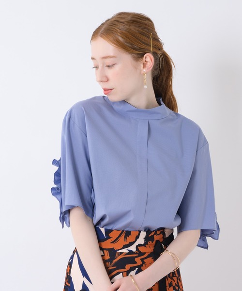 La SRIC（ラスリック）の「La SRIC バックフリル袖ブラウス（シャツ/ブラウス・レディース・ホワイト/ブルー・FREE）」の7枚目の写真