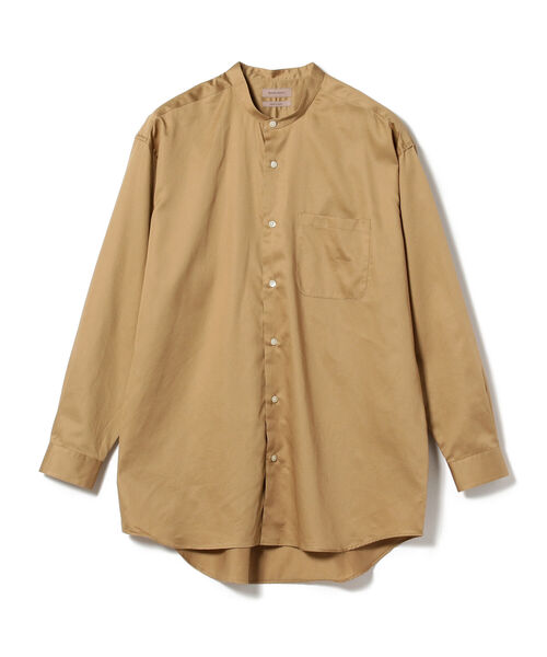 BEAMS LIGHTS（ビームスライツ）の「BEAMS LIGHTS / サテン ソリッド バンドカラーシャツ（シャツ/ブラウス・メンズ・ブラック/カーキ・SMALL/MEDIUM/LARGE）」の6枚目の写真