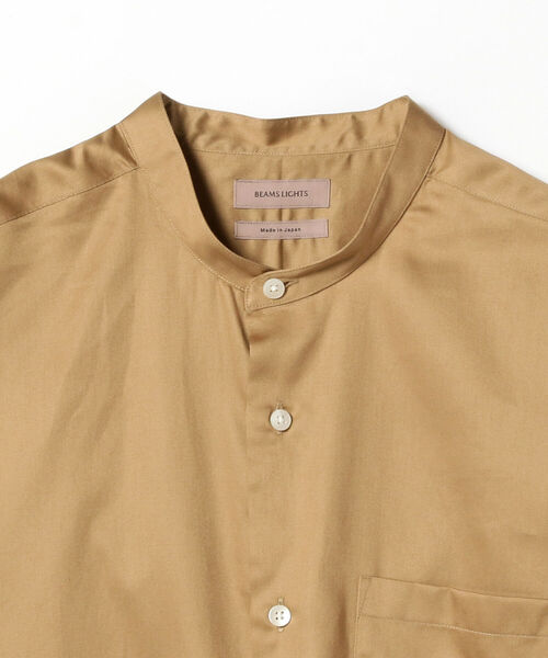 BEAMS LIGHTS（ビームスライツ）の「BEAMS LIGHTS / サテン ソリッド バンドカラーシャツ（シャツ/ブラウス・メンズ・ブラック/カーキ・SMALL/MEDIUM/LARGE）」の7枚目の写真