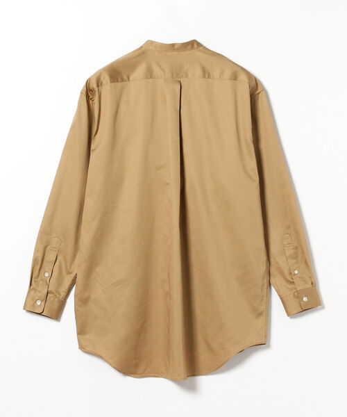 BEAMS LIGHTS（ビームスライツ）の「BEAMS LIGHTS / サテン ソリッド バンドカラーシャツ（シャツ/ブラウス・メンズ・ブラック/カーキ・SMALL/MEDIUM/LARGE）」の9枚目の写真
