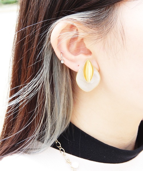 The Rule(ザルール)の「The Rule ザルール:Cobbles studs ER:ストーンスタッズピアス(ピアス(両耳用)・レディース・ベージュ/パープル/オートミール・FREE)」の2枚目の写真