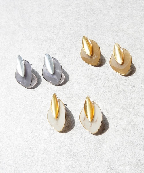 The Rule(ザルール)の「The Rule ザルール:Cobbles studs ER:ストーンスタッズピアス(ピアス(両耳用)・レディース・ベージュ/パープル/オートミール・FREE)」の4枚目の写真