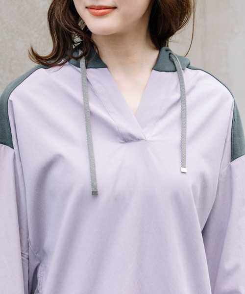 Munich（ミューニック）の「セルロースコットンミリタリークロスフーデットシャツ（シャツ/ブラウス・レディース・ブラック/ラベンダー/ライトベージュ・FREE）」の12枚目の写真