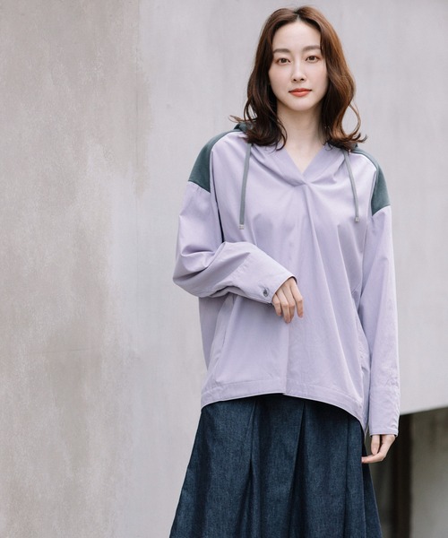 Munich（ミューニック）の「セルロースコットンミリタリークロスフーデットシャツ（シャツ/ブラウス・レディース・ブラック/ラベンダー/ライトベージュ・FREE）」の7枚目の写真