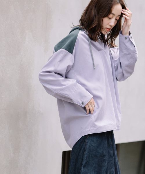 Munich（ミューニック）の「セルロースコットンミリタリークロスフーデットシャツ（シャツ/ブラウス・レディース・ブラック/ラベンダー/ライトベージュ・FREE）」の8枚目の写真