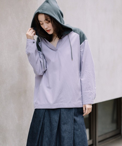 Munich（ミューニック）の「セルロースコットンミリタリークロスフーデットシャツ（シャツ/ブラウス・レディース・ブラック/ラベンダー/ライトベージュ・FREE）」の11枚目の写真