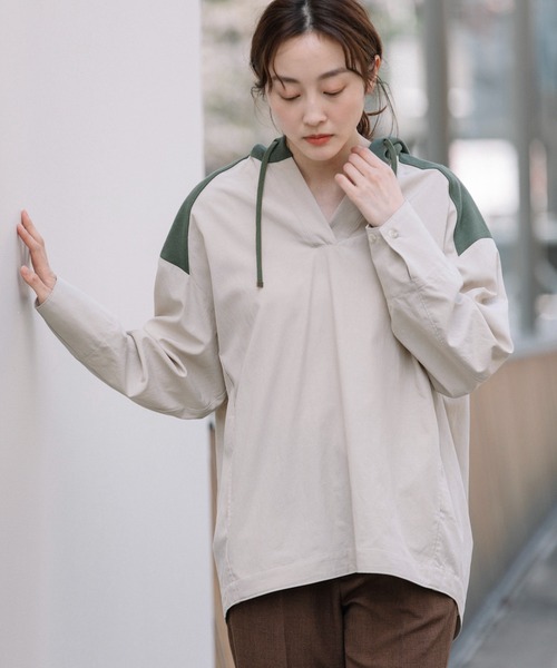 Munich（ミューニック）の「セルロースコットンミリタリークロスフーデットシャツ（シャツ/ブラウス・レディース・ブラック/ラベンダー/ライトベージュ・FREE）」の20枚目の写真