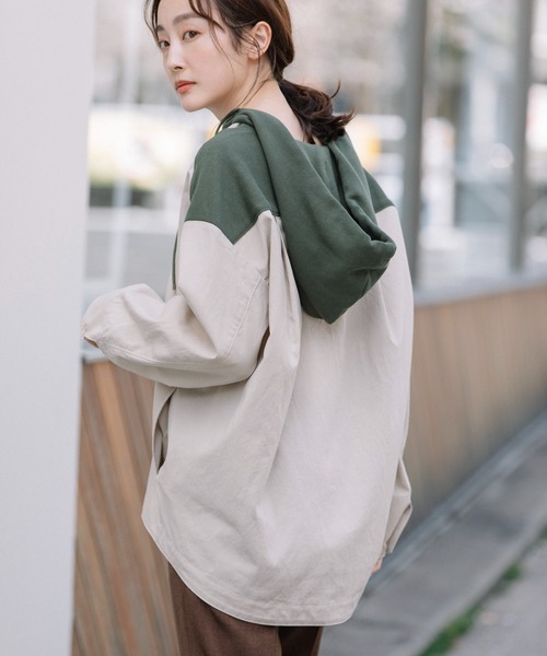 Munich（ミューニック）の「セルロースコットンミリタリークロスフーデットシャツ（シャツ/ブラウス・レディース・ブラック/ラベンダー/ライトベージュ・FREE）」の22枚目の写真