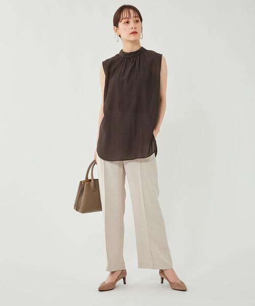 極美品♡グリーンレーベルリラクシング　ノーカラー　ワイドパンツ　ウエストリボン green label relaxing / グリーンレーベル リラクシング