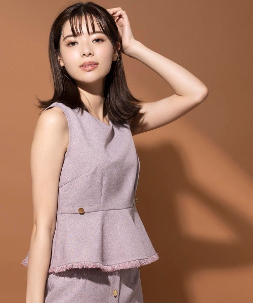 MISCH MASCH(ミッシュマッシュ)の「ぺプラムセットアップ(セットアップ・レディース・ブラウン系その他/ブラック/レッド系その他・MEDIUM/SMALL)」の6枚目の写真
