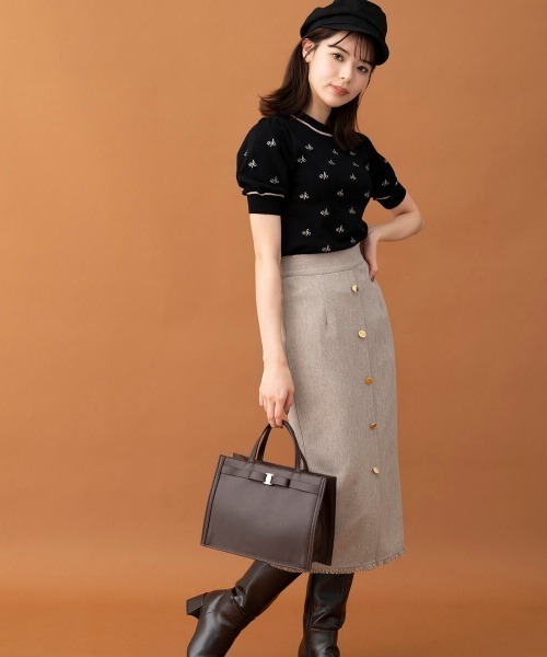 MISCH MASCH(ミッシュマッシュ)の「ぺプラムセットアップ(セットアップ・レディース・ブラウン系その他/ブラック/レッド系その他・MEDIUM/SMALL)」の8枚目の写真