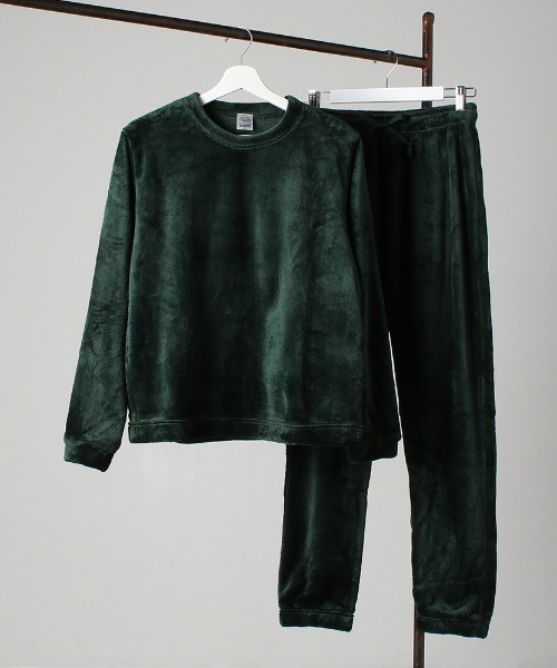 FRUIT OF THE LOOM（フルーツオブザルーム）の「【FRUIT OF THE LOOM】ボアルームウエア 上下セット（クルーネック＆ロングパンツ）（ルームウェア/パジャマ・メンズ・ブラック/ベージュ/ブラウン/グレー/ピンク/モスグリーン・LL/S/M/L）」の12枚目の写真