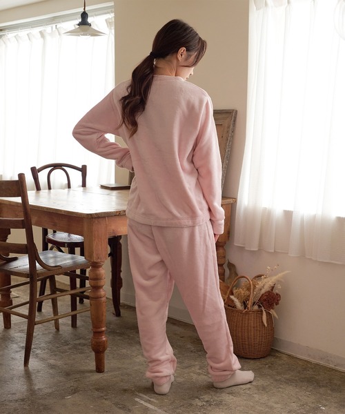 FRUIT OF THE LOOM（フルーツオブザルーム）の「【FRUIT OF THE LOOM】ボアルームウエア 上下セット（クルーネック＆ロングパンツ）（ルームウェア/パジャマ・メンズ・ブラック/ベージュ/ブラウン/グレー/ピンク/モスグリーン・LL/S/M/L）」の21枚目の写真